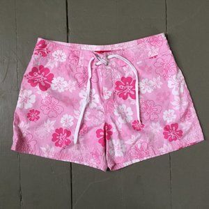 Outlooks Pink White Floral Print Boardshorts Size Girls 14